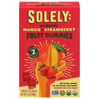 Solely Organic Mango & Strawberry Fruit Gummies 5 - 0.7 oz Bags