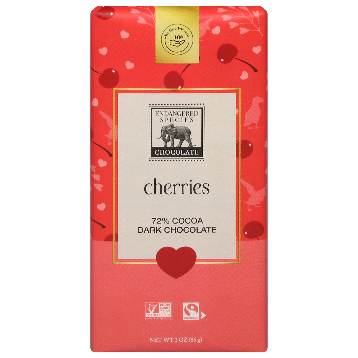 Endangered Species 72% Cocoa Cherries Dark Chocolate 3 oz