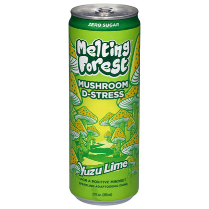 Melting Forest Zero Sugar Mushroom D-Stress Sparkling Yuzu Lime Adaptogenic Drink 12 fl oz