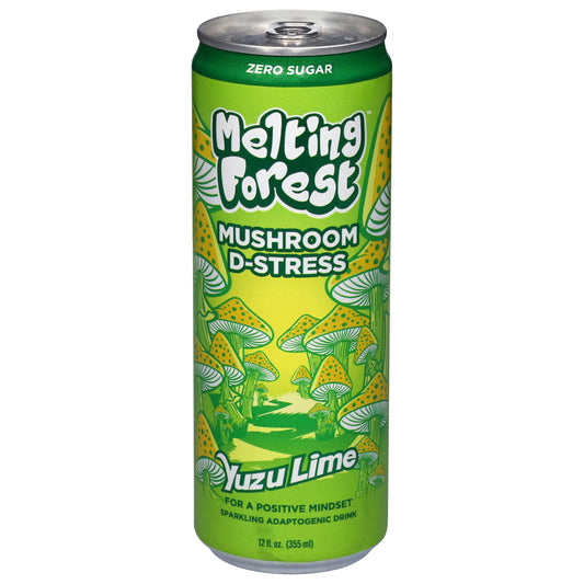 Melting Forest Zero Sugar Mushroom D-Stress Sparkling Yuzu Lime Adaptogenic Drink 12 fl oz