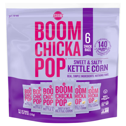 Angie's BOOMCHICKAPOP Sweet & Salty Kettle Corn Popcorn, 1 oz. 6-Count