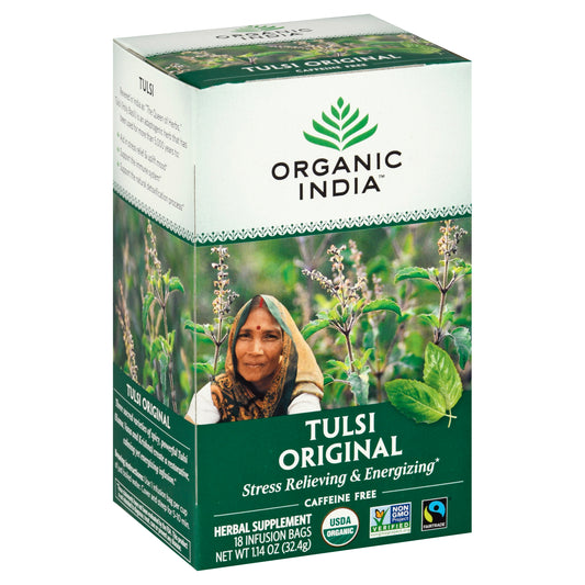 Organic India Caffeine Free Infusion Bags Tulsi Original Herbal Supplement 18 ea