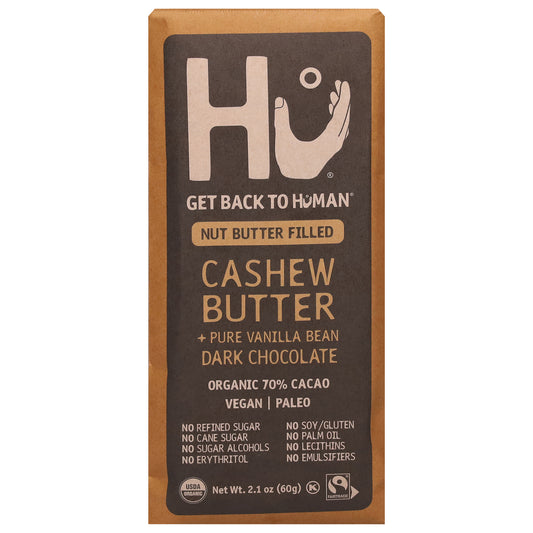Hu Organic 70% Cacao Cashew Butter + Pure Vanilla Bean Dark Chocolate 2.1 oz