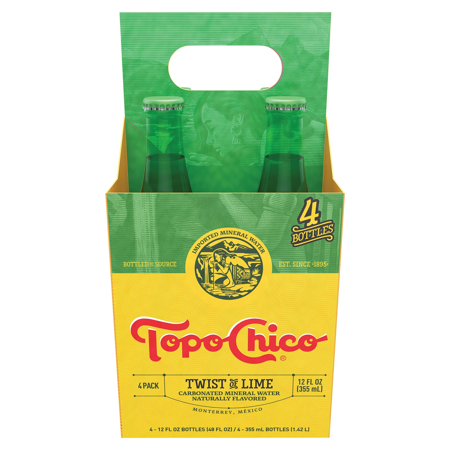 Topo Chico Mineral Water Twist of Lime Glass Bottles, 12 fl oz, 4 Pack