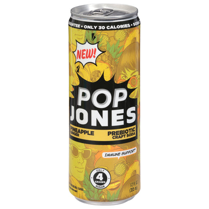 Pop Jones Pineapple Ginger Prebiotic Craft Soda 12 fl oz