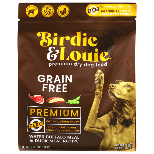Birdie & Louie Grain Free Premium All Life Stages Dry Water Buffalo Meal & Duck Meal Recipe Dog Food 3.5 lb