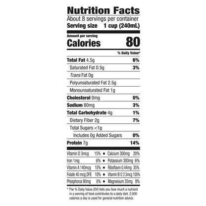 Silk Organic Unsweetened Soy Milk, Half Gallon