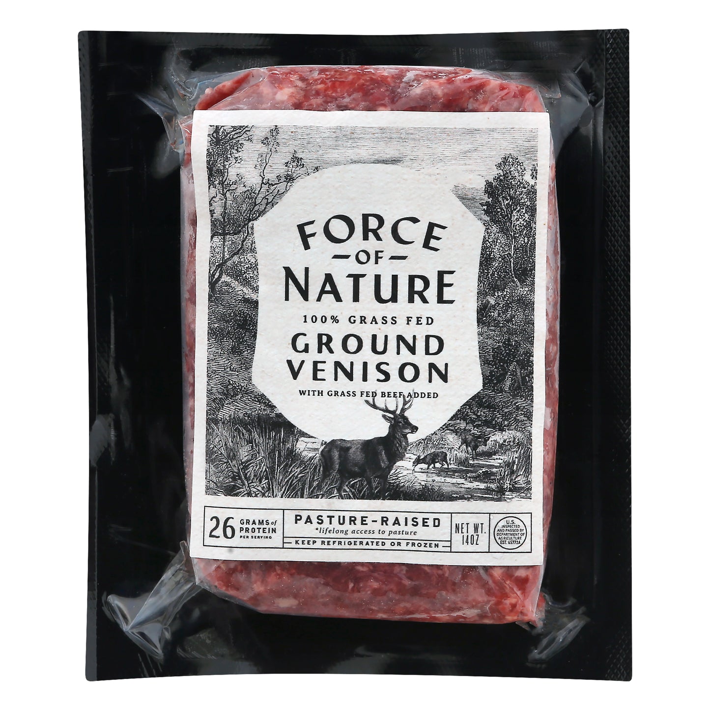 Force Of Nature 100% Grass Fed Ground Venison 14 oz