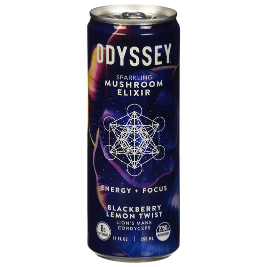 Odyssey Energy + Focus Sparkling Blackberry Lemon Twist Mushroom Elixir 12 fl oz