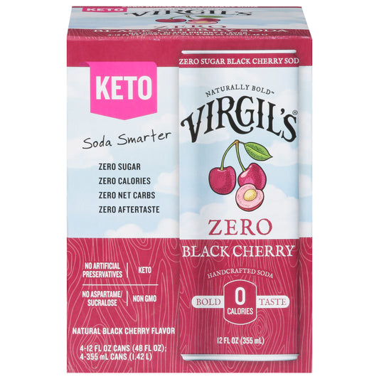 Virgil's Zero Black Cherry Soda 4 - 12 fl oz Cans