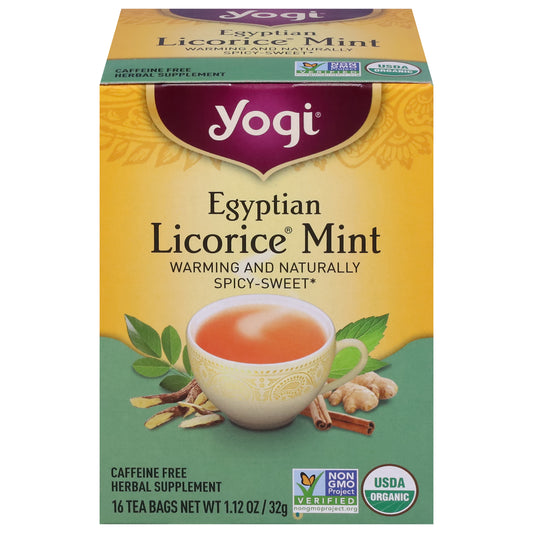 Yogi Egyptian Tea Bags Licorice Mint Herbal Supplement 16 Tea Bags