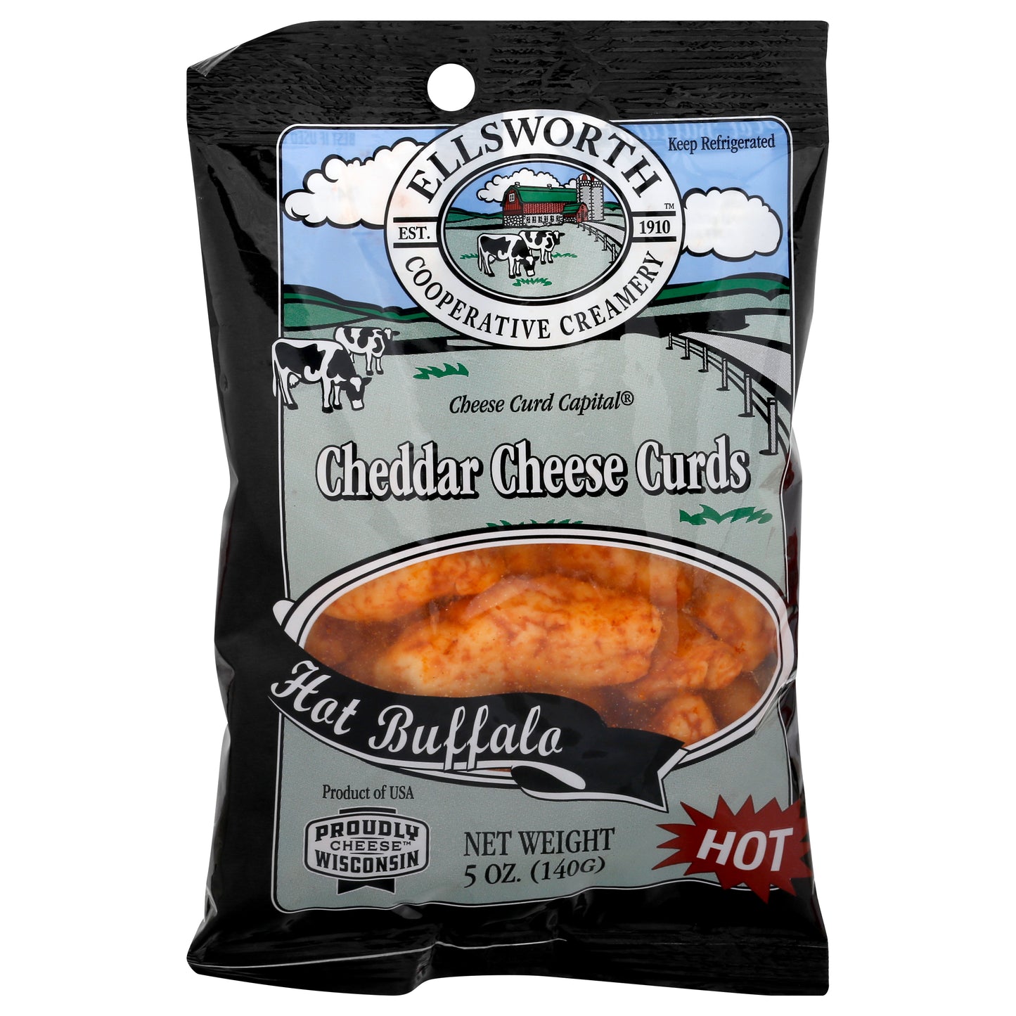 Ellsworth Cooperative Creamery Hot Buffalo Cheddar Cheese Curds 5 oz