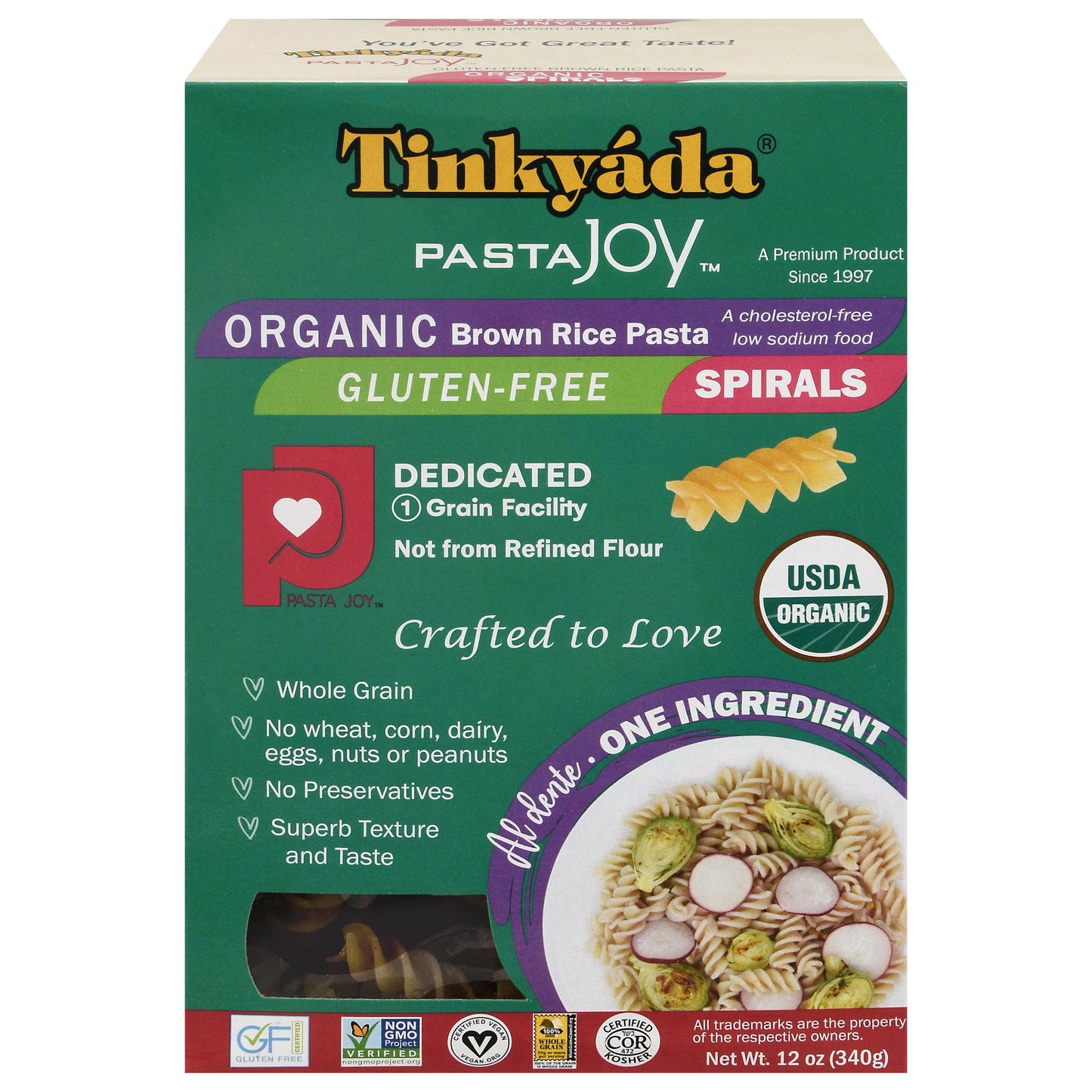 Tinkyada Pasta Joy Gluten-Free Organic Brown Rice Spirals 12 oz