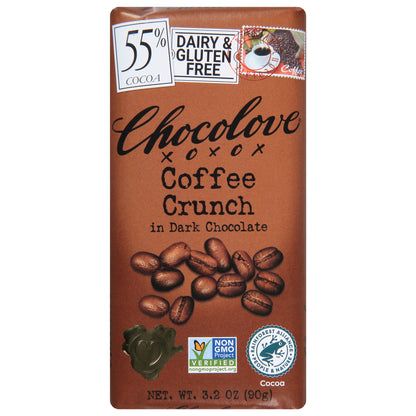 Chocolove 55% Cocoa in Dark Chocolate Coffee Crunch 3.2 oz