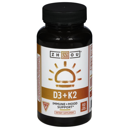 Zhou Vitamin D3 + K2 60 Veggie Capsules