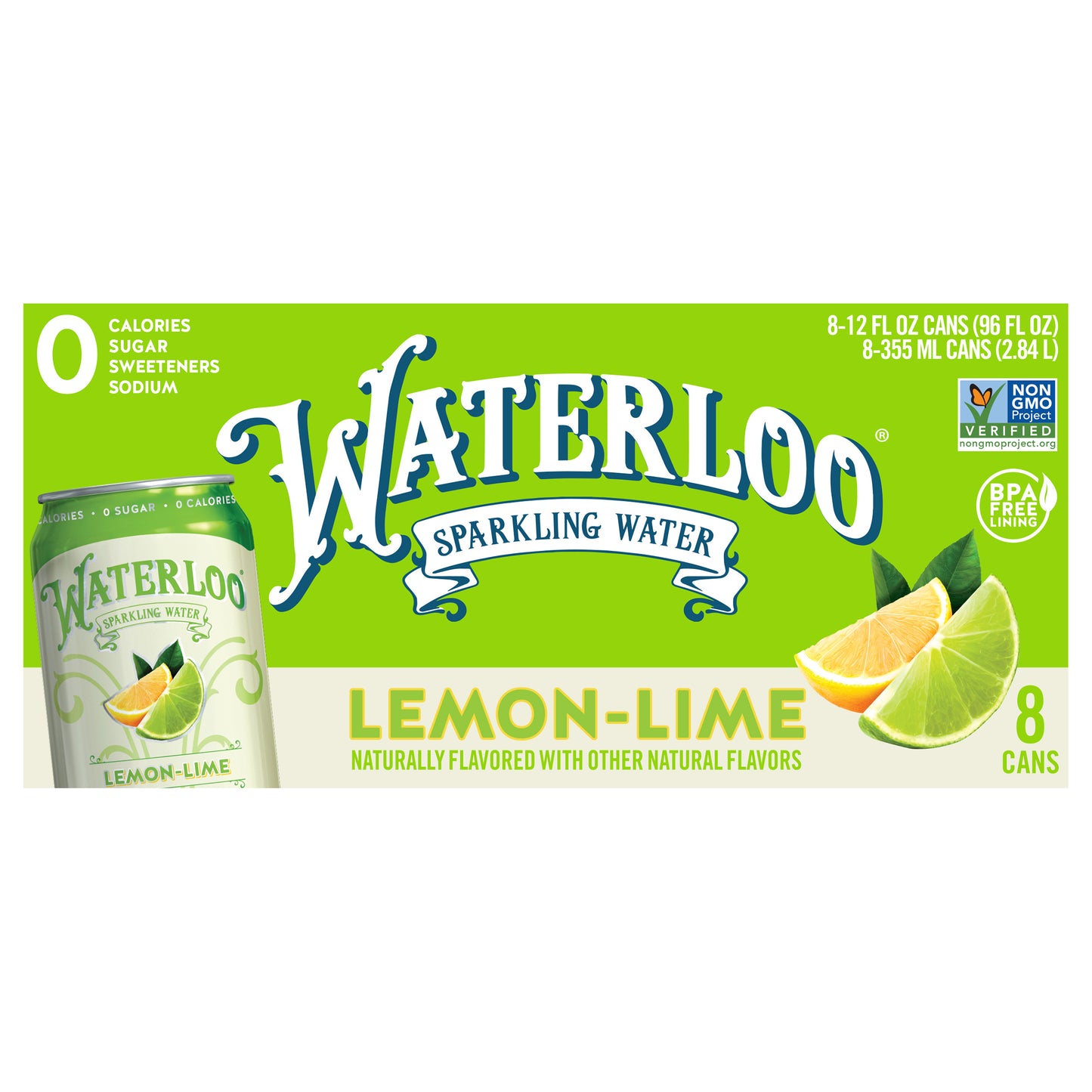 Waterloo Lemon-Lime Sparkling Water 8 - 12 fl oz Cans