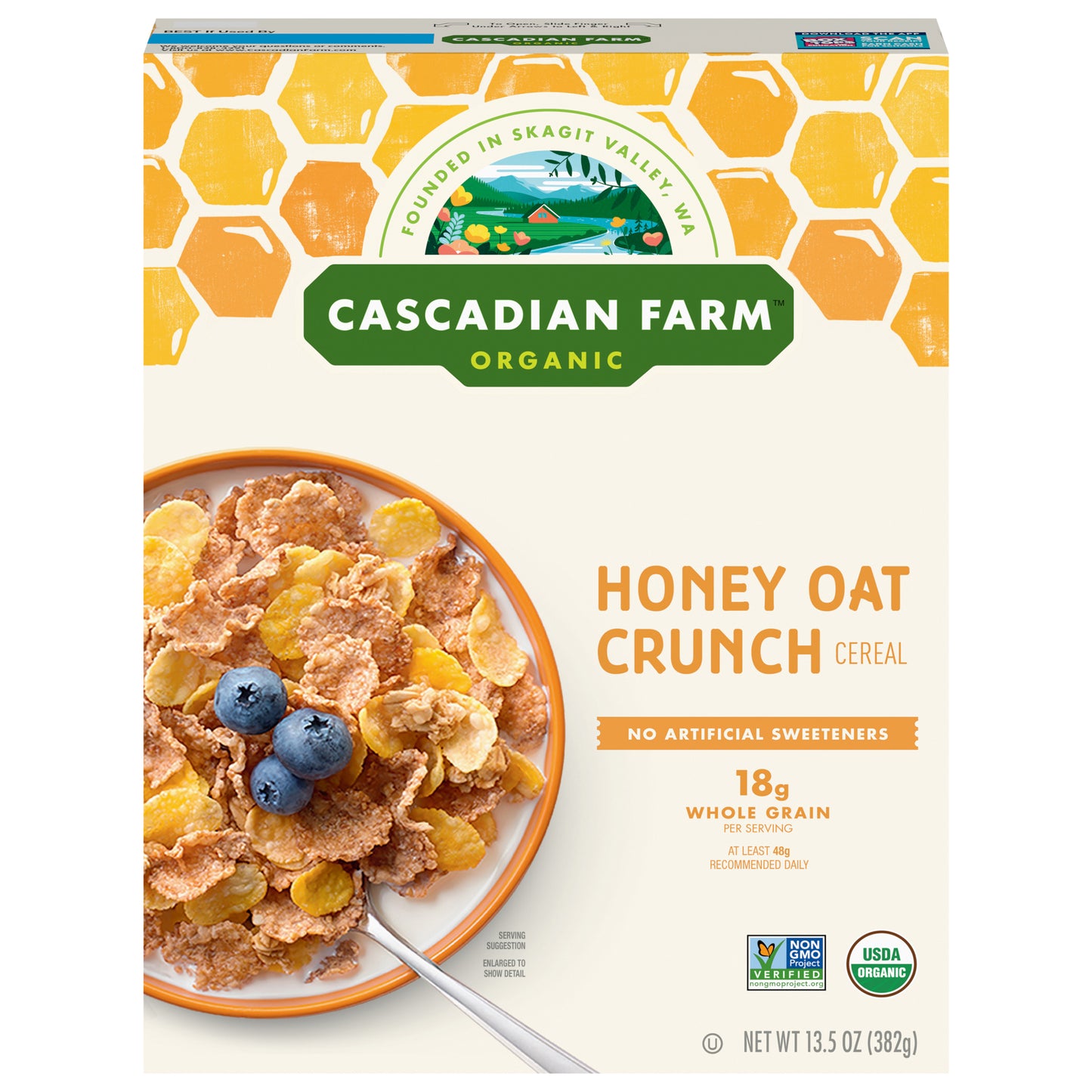 Cascadian Farm Organic Honey Crunch Oat Cereal, 13.5 oz