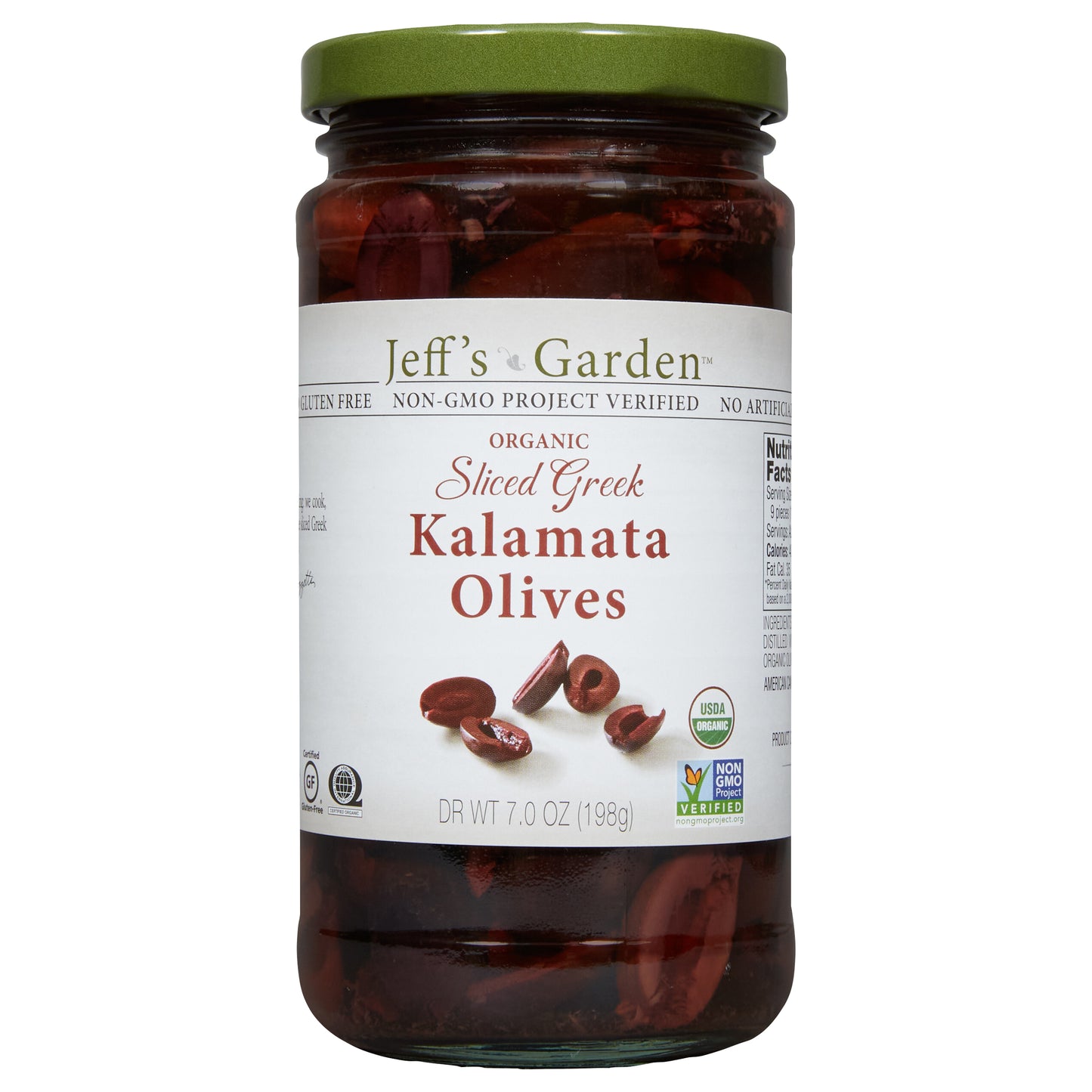 Jeff's Garden Organic Sliced Greek Kalamata Olives, 7 oz Dr. Wt.