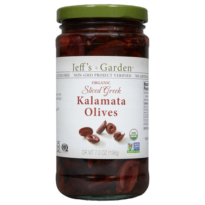 Jeff's Garden Organic Sliced Greek Kalamata Olives, 7 oz Dr. Wt.