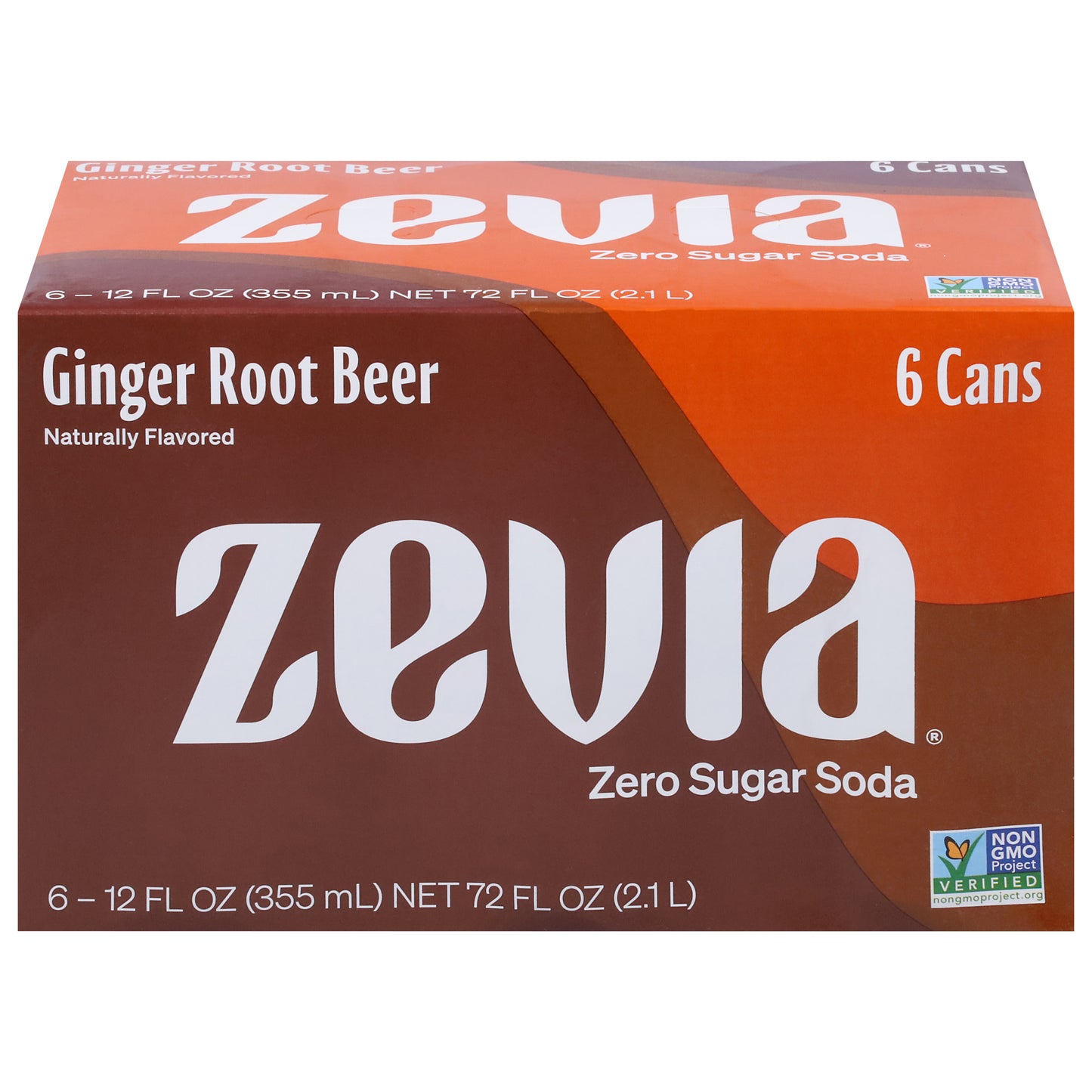 Zevia Zero Sugar Ginger Root Beer Soda 6 - 12 fl oz Cans