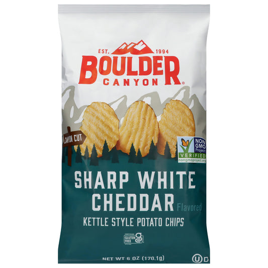 Boulder Canyon Canyon Cut Kettle Style Sharp White Cheddar Flavored Potato Chips 6 oz