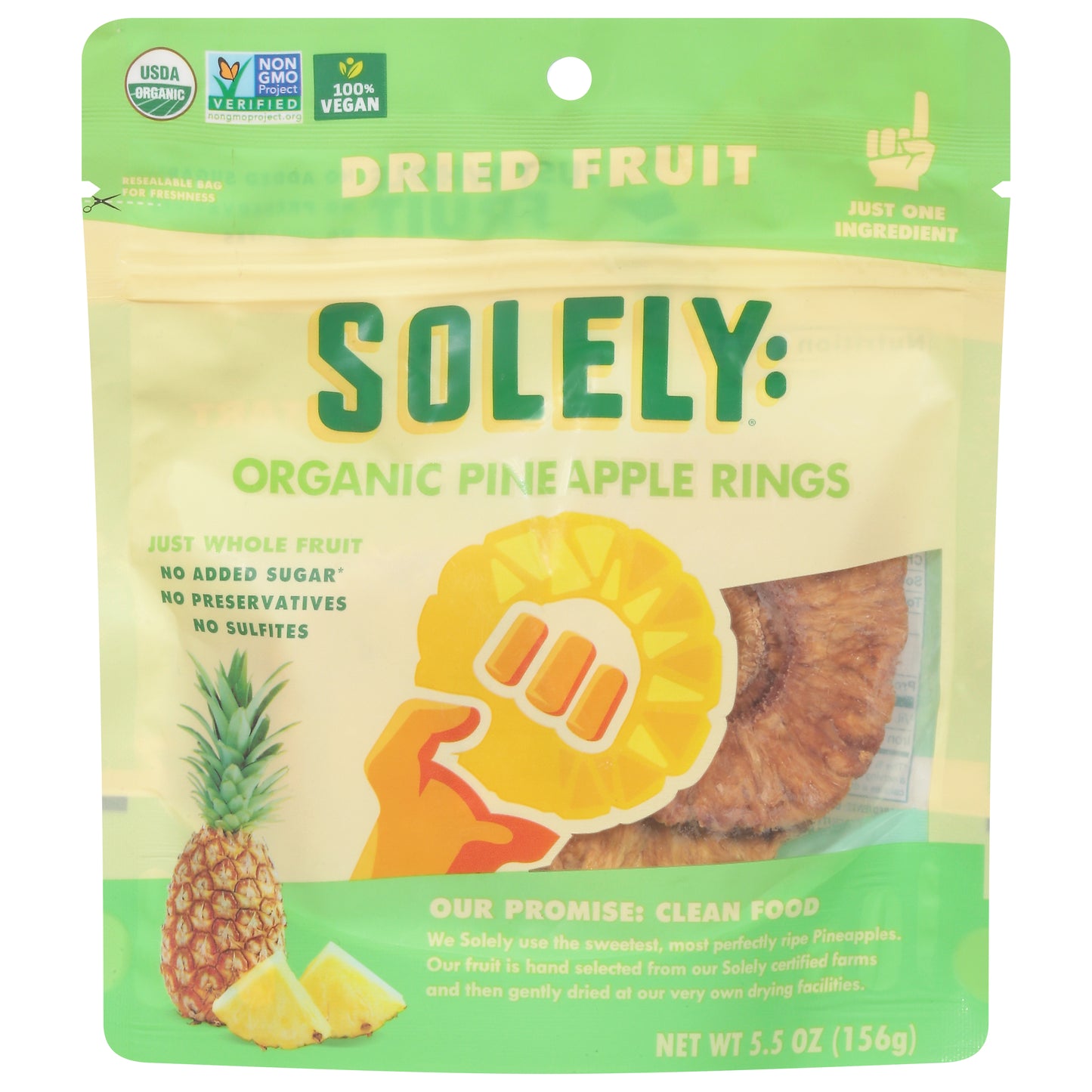 Solely Organic Pineapple Rings Dried Fruit 5.5 oz