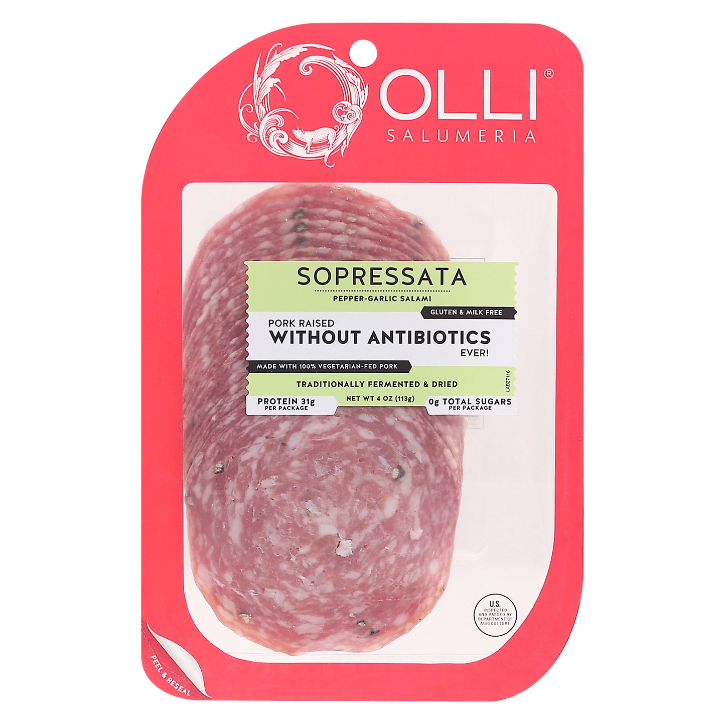 Olli Salumeria Sopressata Pepper-Garlic Salami 4 oz