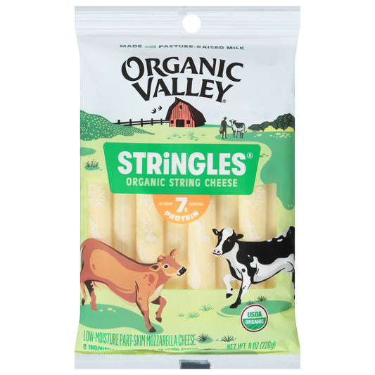 Organic Valley Stringles Low-Moisture Part-Skim Organic Mozzarella Cheese 8 - 1 oz Sticks