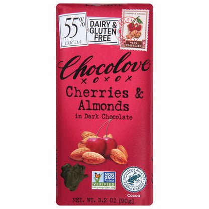 Chocolove 55% Cocoa in Dark Chocolate Cherries & Almonds 3.2 oz
