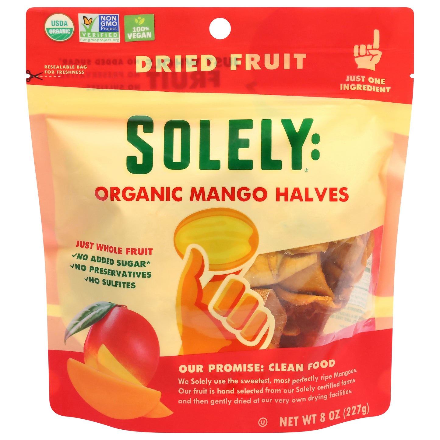 Solely Organic Mango Halves Dried Fruit 8 oz