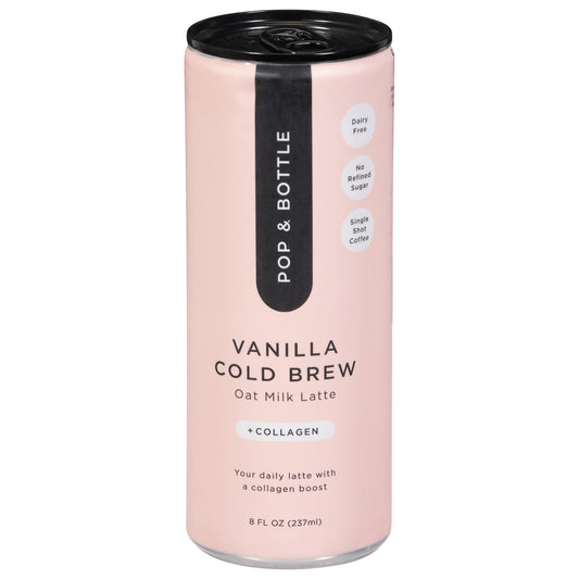 Pop & Bottle +Collagen Vanilla Cold Brew Oat Milk Latte 8 fl oz