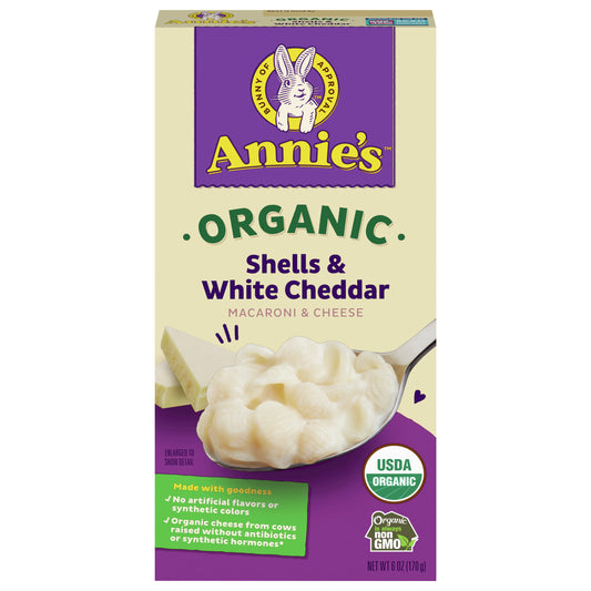 Annie's Organic Macaroni and Cheese Shells, White Cheddar, 6 oz.