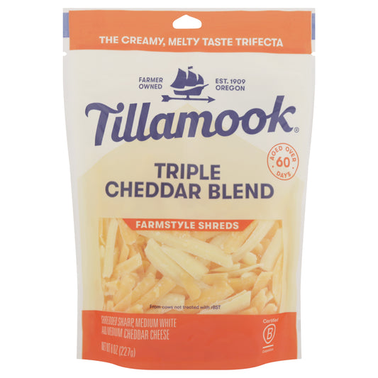 Tillamook Farmstyle Shreds Triple Cheddar Blend Cheese 8 oz
