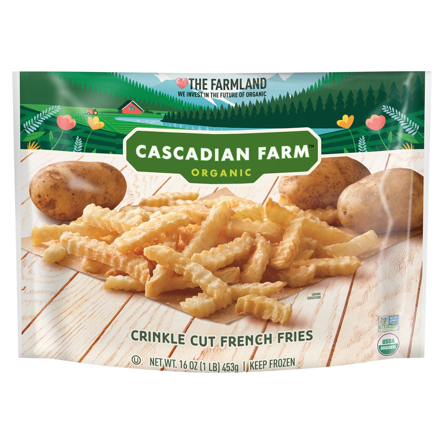 Cascadian Farm Organic, Crinkle Cut French Fries, Frozen Potatoes, Non-GMO, 16oz