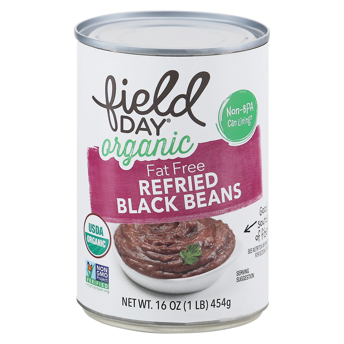 Field Day Organic Fat Free Refried Black Beans 16 oz