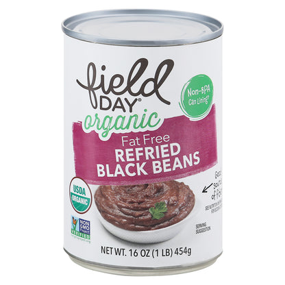 Field Day Organic Fat Free Refried Black Beans 16 oz