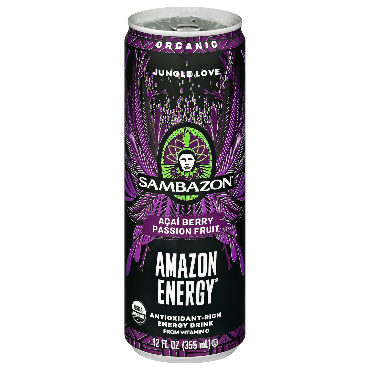 Sambazon Amazon Energy Jungle Love Acai Berry Passion Fruit Energy Drink 12 fl oz Can