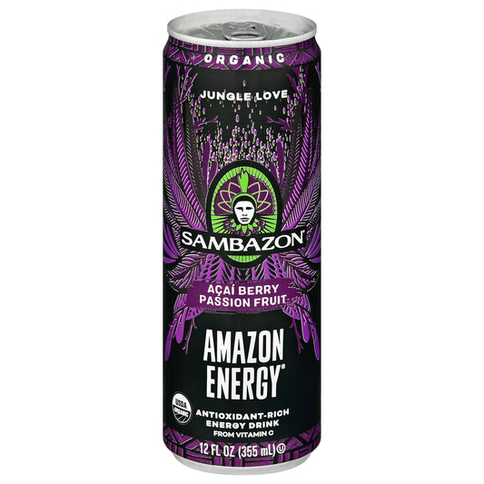 Sambazon Amazon Energy Jungle Love Acai Berry Passion Fruit Energy Drink 12 fl oz Can