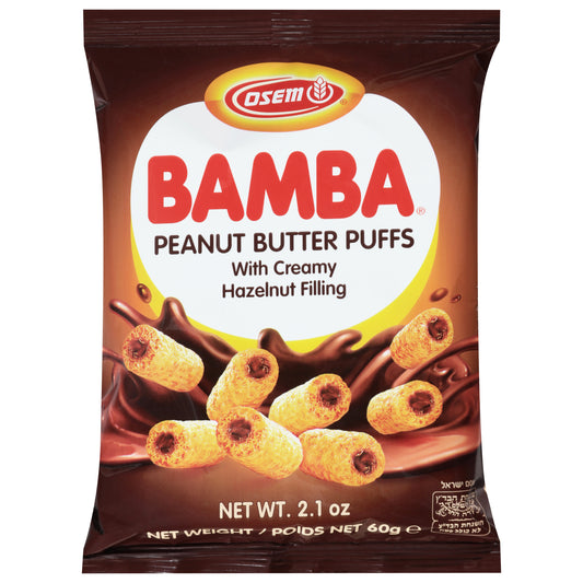 Osem Bamba Peanut Butter Puffs with Creamy Hazelnut Filling 2.1 oz