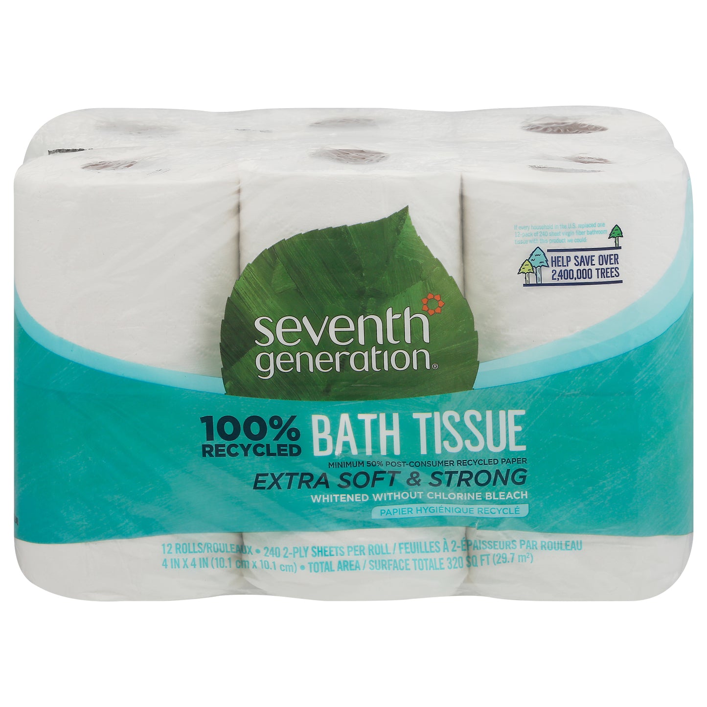Seventh Generation Extra Soft & Strong 2-Ply Double Rolls Bath Tissue 12 Rolls