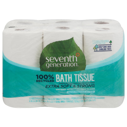 Seventh Generation Extra Soft & Strong 2-Ply Double Rolls Bath Tissue 12 Rolls