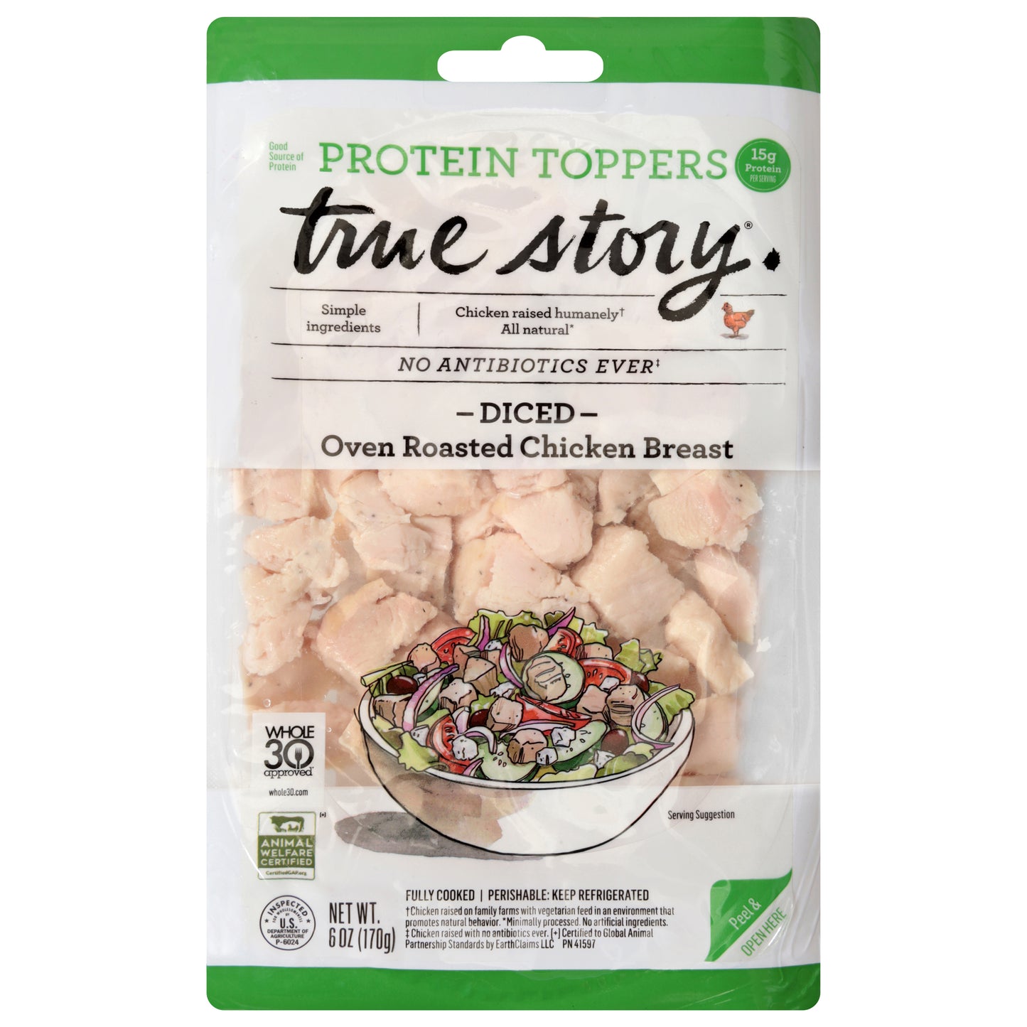 True Story Diced Oven Roasted Chicken Breast 6 oz