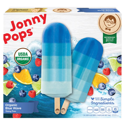 JonnyPops Organic Blue Wave Water Pops 8 PK