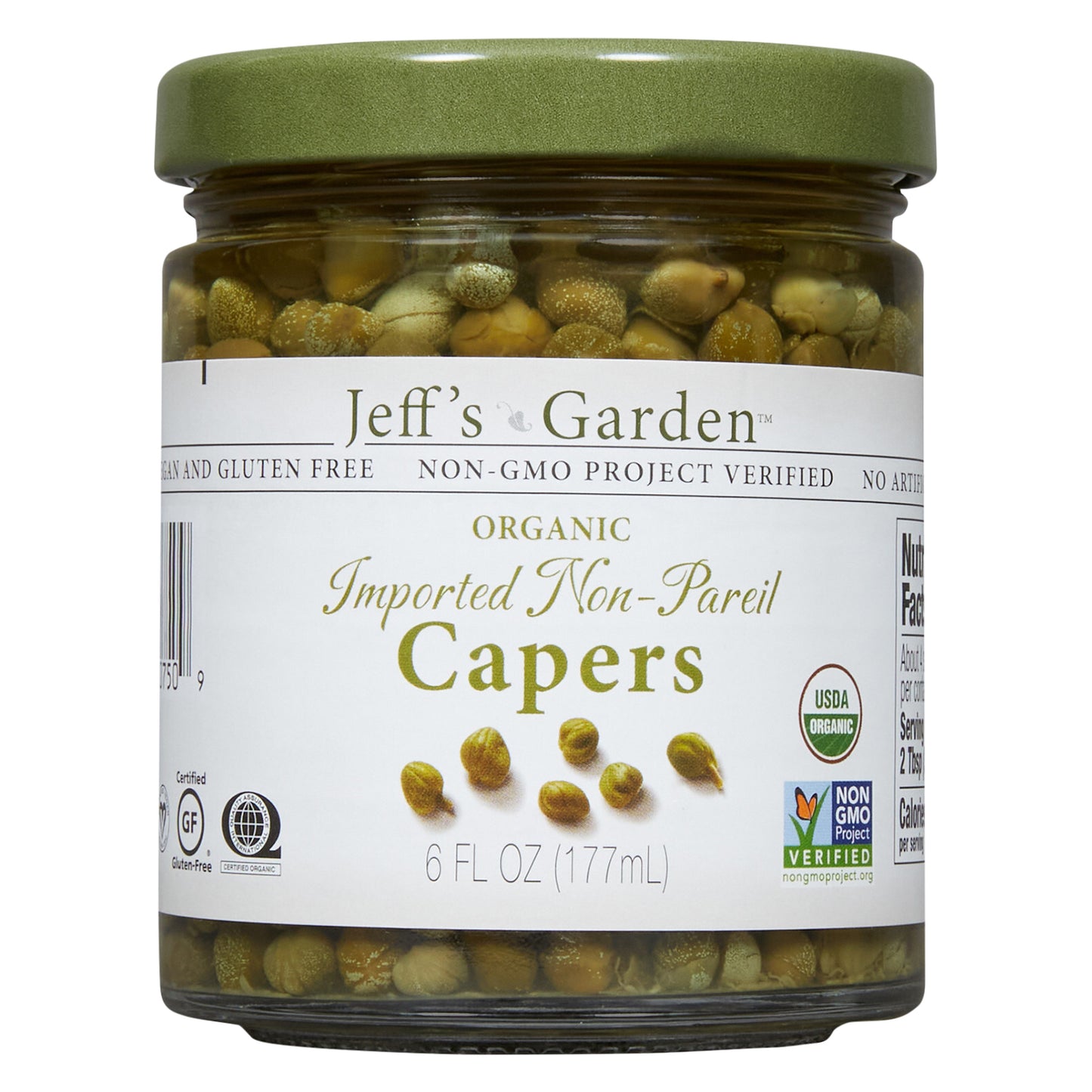Jeff's Garden Organic Imported Non-Pareil Capers, 6 fl oz