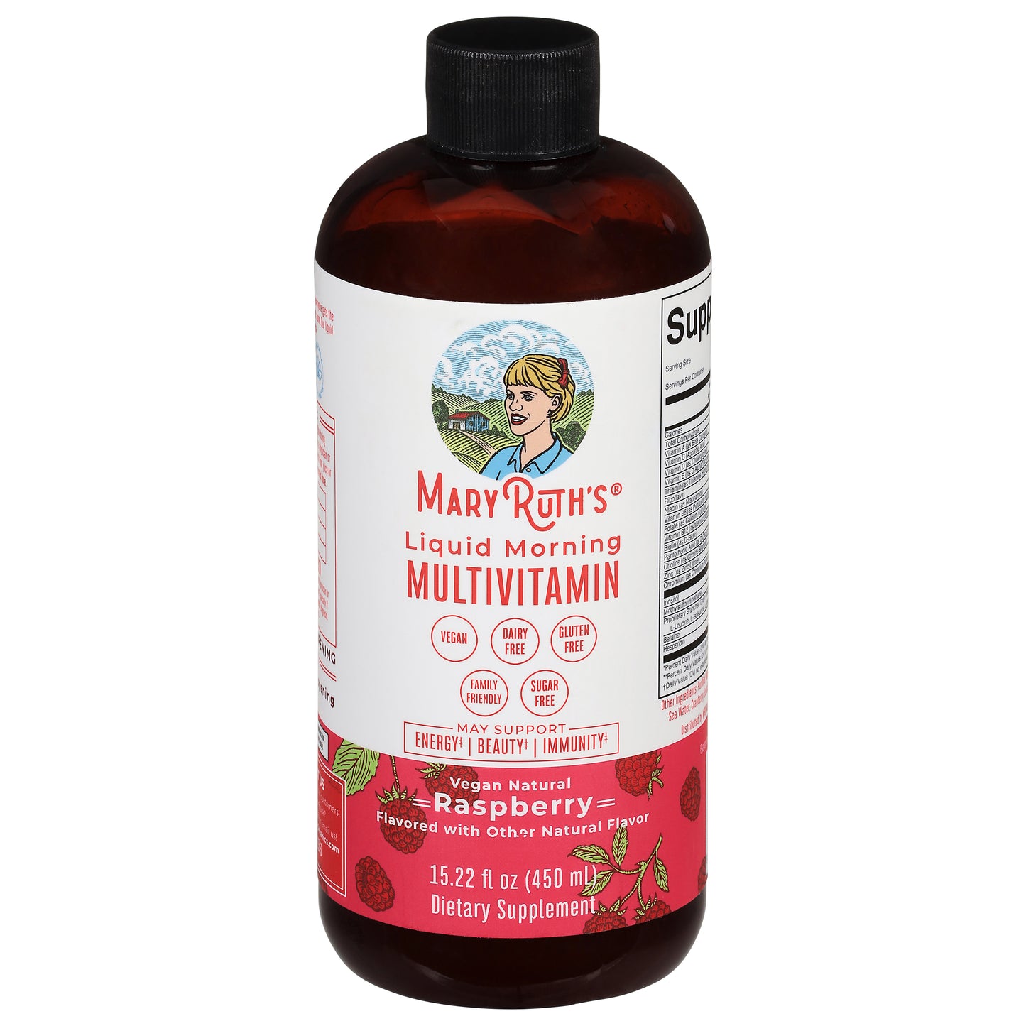 MaryRuth's Vegan Liquid Morning Natural Raspberry Multivitamin 15.22 fl oz