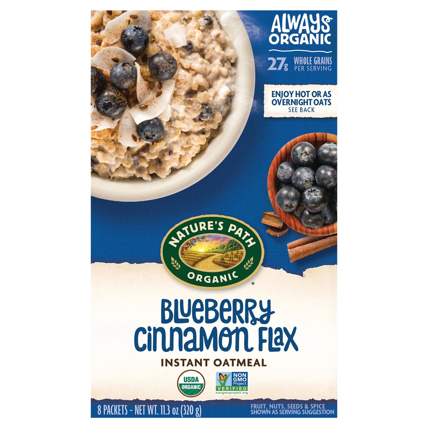 Nature's Path Organic Blueberry Cinnamon Flax Oatmeal 11oz Box