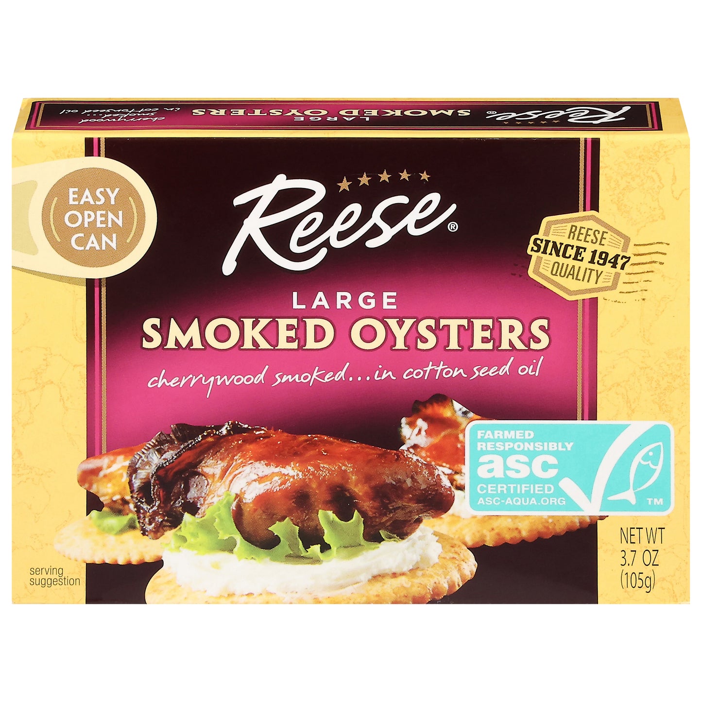 Reese Smoked Oysters Large 3.7 oz