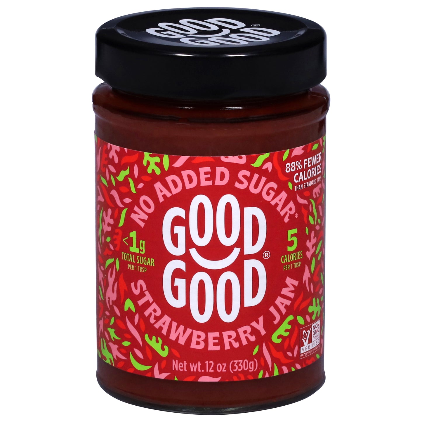 Good Good No Added Sugar Strawberry Jam 12 oz