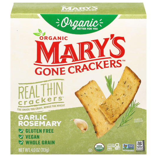 Mary's Gone Crackers Organic Real Thin Garlic Rosemary Crackers 4.0 oz