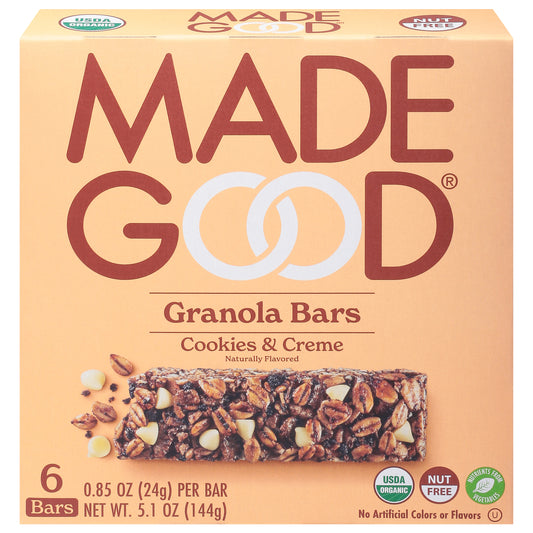 MadeGood Cookies & Creme Granola Bars 6 - 0.85 oz Bars